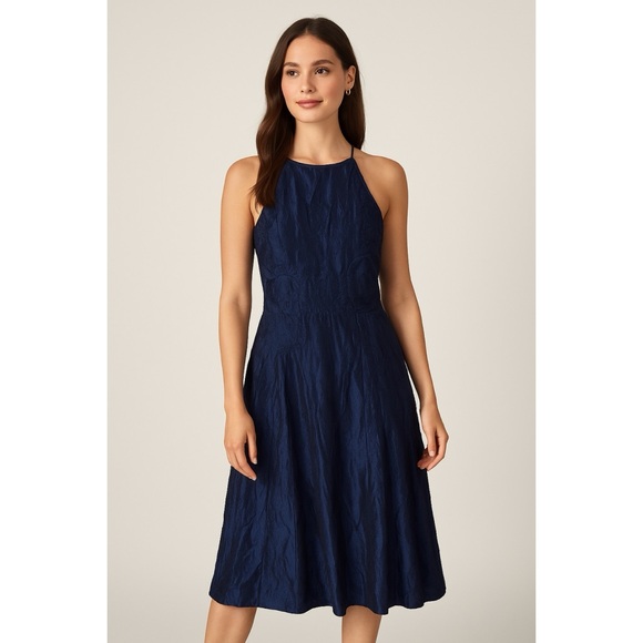 NWT Adrianna Papell Fit and Flare Midnight Blue Dress - Picture 1 of 10